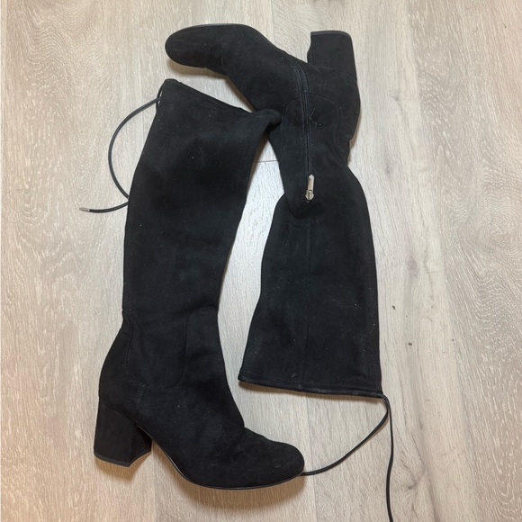 Sam Edelman Black Suede Knee-High Boots - Picture 1 of 2